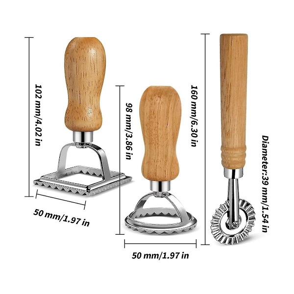 Ravioli-leikkurisetti, Ravioli-puukahva Ravioli-leima, Pasta, Gyoza