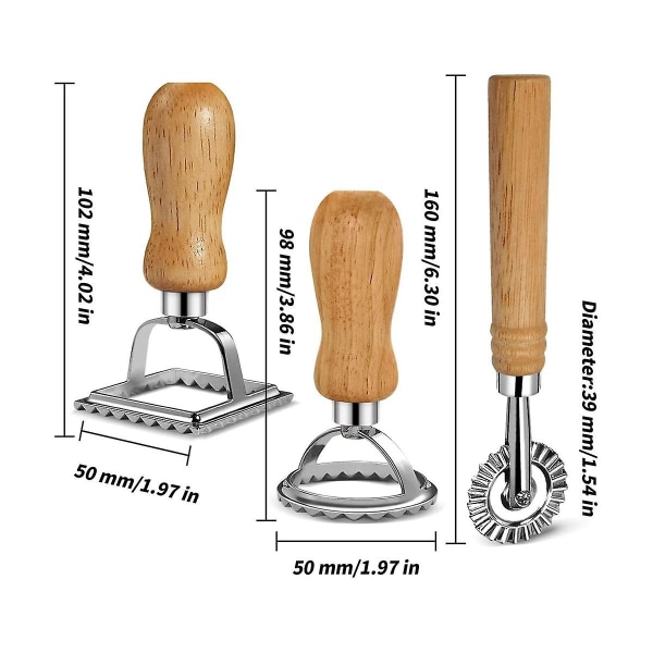 Ravioli Pasta Cutter Set, Ravioli Trähandtag Ravioli Stämpel Maker, Pasta, Dumpling Lasa