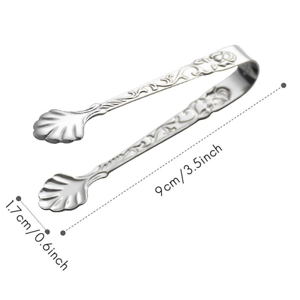 6 st Retro Präglade Rostfria Isbitssocker Tänger Mat Tänger Köks Serveringstänger