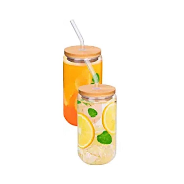 Glas med sugrör - 16 oz dricksglasset om 4 - Kaffekopp i glas med sugrör - Söt