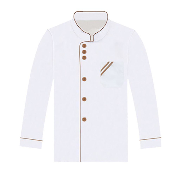 Unisex Kort & Långärmad Kockjacka Hotellkök Serviceuniform Arbetskläder White and Blue XL Long Sleeve