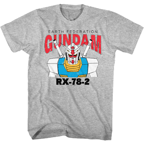 Grå Heather Earth Federation Gundam T-shirt XXXL