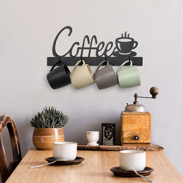 Veggmontert krusstativ, kaffebar dekorasjonsskilt, krusstativ, krusskilt krusoppheng, C