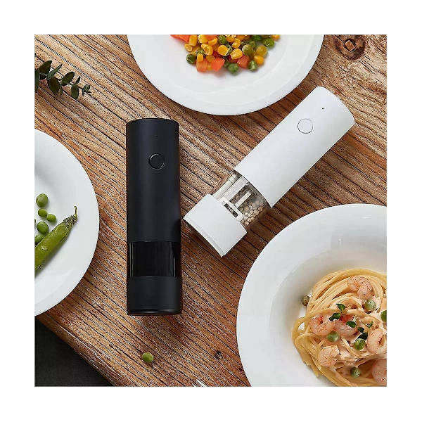 Sähköinen mylly USB-liitännällä, automaattinen pippuri- ja suolamylly LED-valolla, 5 tilaa, pippurimausteiden jauhin