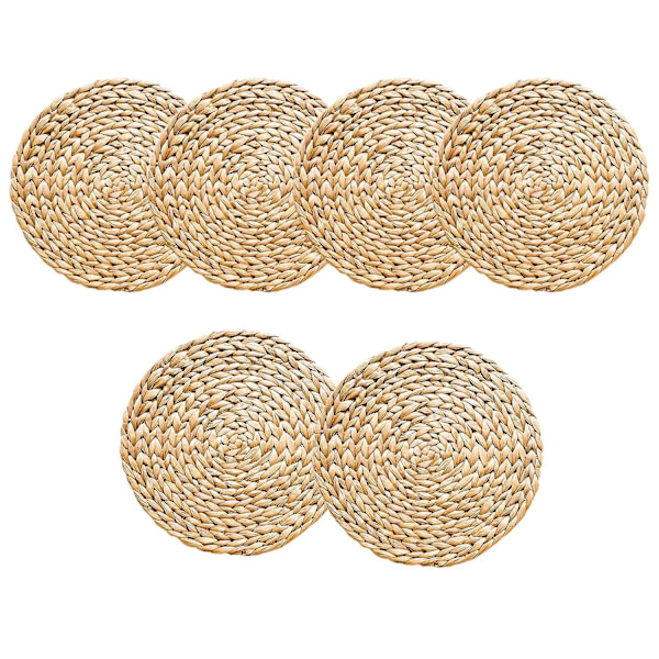 6 Pakk Runde Flettede Plassmatter Spisebord, 11,8 Tommer