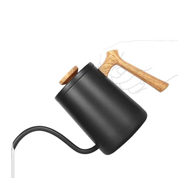 600ml Dryp Kaffeemaskine Rustfrit Stål Lang Svanehalsudløb - Sort
