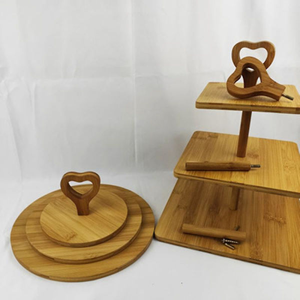 3-lags Træ Dessert Kageform Træ Kage Display Servering