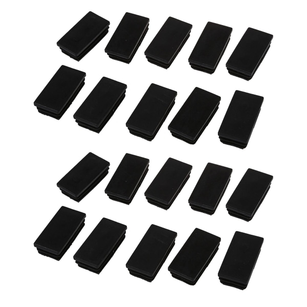 Plast Rektangulær Rør Innlegg End Drop Cap 25x 50mm 20stk Svart