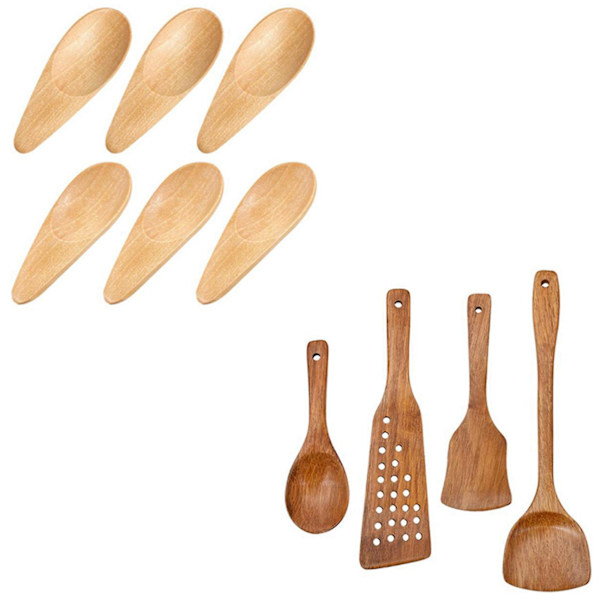 4 stycken köksredskap i trä, non-stick träspatel