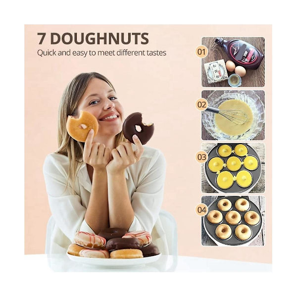 Mini Donut Maker 220v Donutmaskin DIY Hjemme Mini Maskin Hvit EU-kontakt