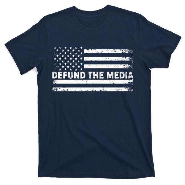 Distressed Defund The Media Amerikansk Flagg T-skjorte M