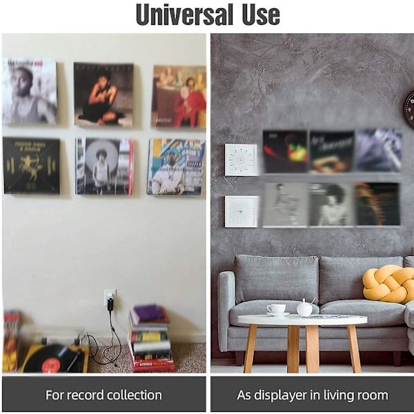 Väggmonterat skivställ, 6-pack Vinyl skivställ förvaring Akryl skivställ display Dagligen