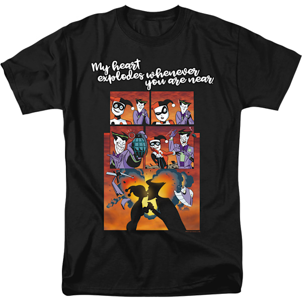 Harley Quinn og Jokeren Hjerte Eksploderer DC Comics T-skjorte Ny L