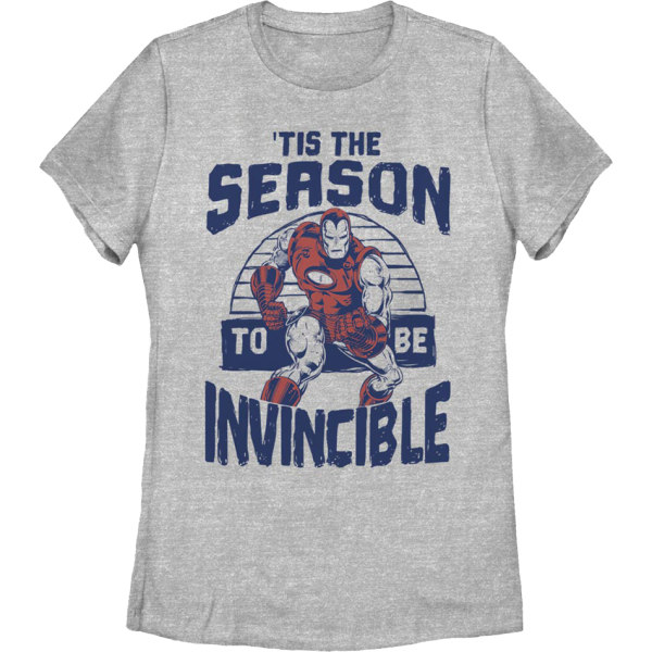 Womens Iron Man 'Tis The Season To Be Invincible Marvel Comics Skjorte Ny M