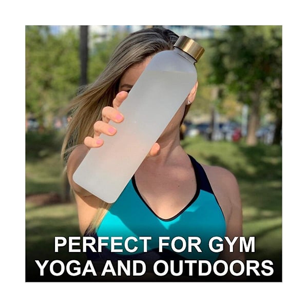 1L Vandflaske med 32 Motiverende Markeringer - Genanvendelig Fitness Sportsflaske - Lækagesikker - Frostmat Plastik - Pink med Tidsmarkeringer