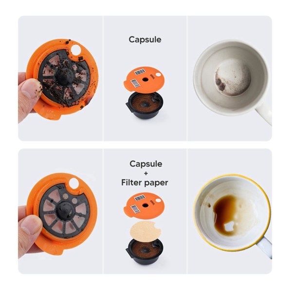 200 stk. avtakbare papirfiltre for gjenbrukbare kaffekapsler - forhindrer tilstopping og holder kapslene rene
