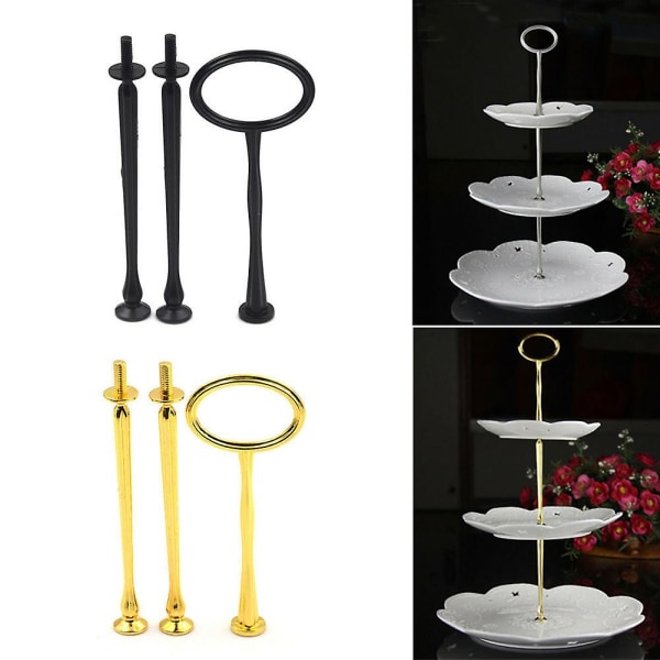 2/3-lags Kage Stativ Stang Plade Stativ Håndtag Montering Hardware Bryllup Fest Tilbehør Black 3 Tier