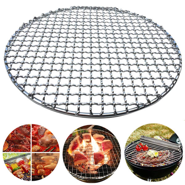 Grillnät i Rostfritt Stål, Stapelbar Design, Rund, Rostfri, för Utomhusgrillning 26cm