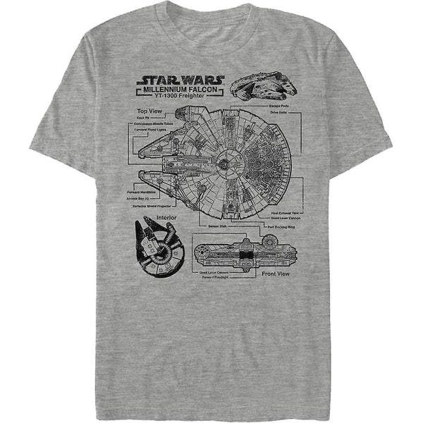 Millennium Falcon Schema Star Wars T-shirt XL