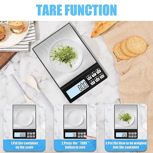 Digital Köksvåg, 5kg/0.01g Uppladdningsbar Matvåg, Högprecision Köksvåg