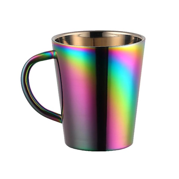 300ml Rustfrit Stål Kaffe Kop med Bærbar Håndtag - Regnbue