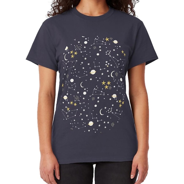 Galaxy - kosmos, måne og stjerner. Astronomi mønster. Sød tegneserie univers design. T-shirt black L