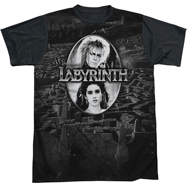 Jareth og Sarah Sort og Hvid Labyrinth T-shirt L