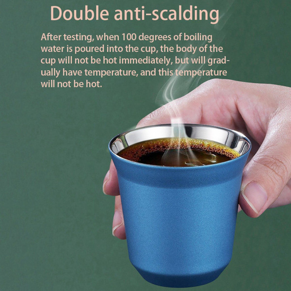 4X, 80ml dubbelväggig rostfritt stål espressokopp isolerad för pixie kaffekopp kapselform coof