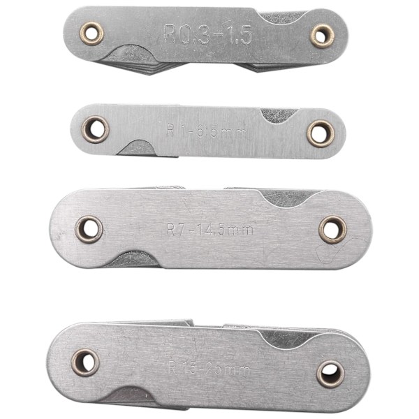 Radie Mätare Set, 4 st Rostfritt Stål Radie Filé Mätare Mätverktyg (R0.3-1.5/ R1-6.5/ R7-14.5