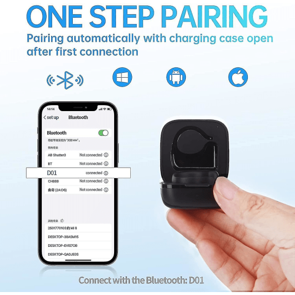 Bluetooth fjärrkontroll med fingertopp, trådlös Page Turner med case Kompatibel med Iphone Android Ipad mobiltelefon