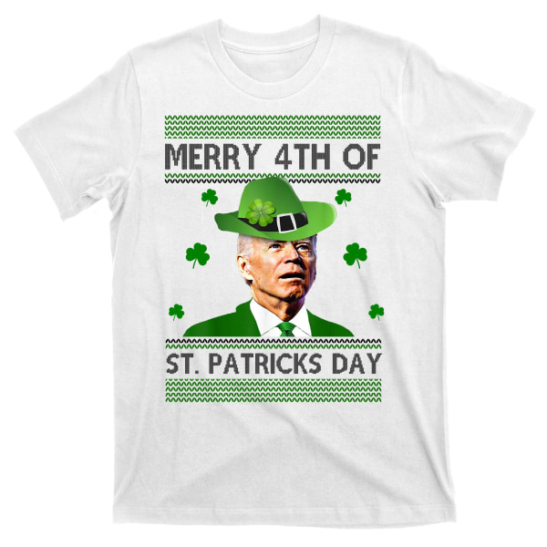 Merry 4th Of St Patrick's Day Funny Joe Biden T-Shirt XL