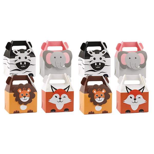 40 dyre-festposer, papirsgaveposer, små papirsposer til børnefest, 4 designs jungle tema b