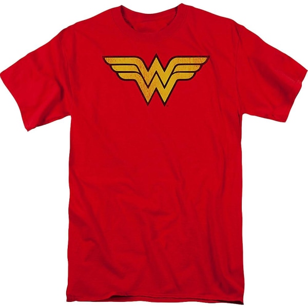 Nödställd logotyp Wonder Woman T-shirt L