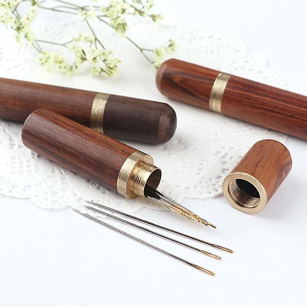 2-pack Bärbar Trä Tandpetarehållare Ficktandpetare Dispenser Hink Nål Case 100 Tandpetare Ingår
