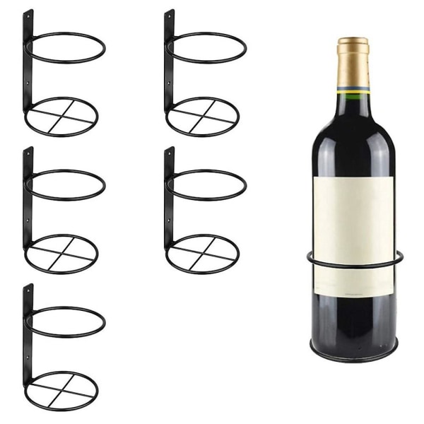 Vinvægsshelf, 6-pak vægmonteret vinreol, metal vinflaske displayreol til vinopbevaring