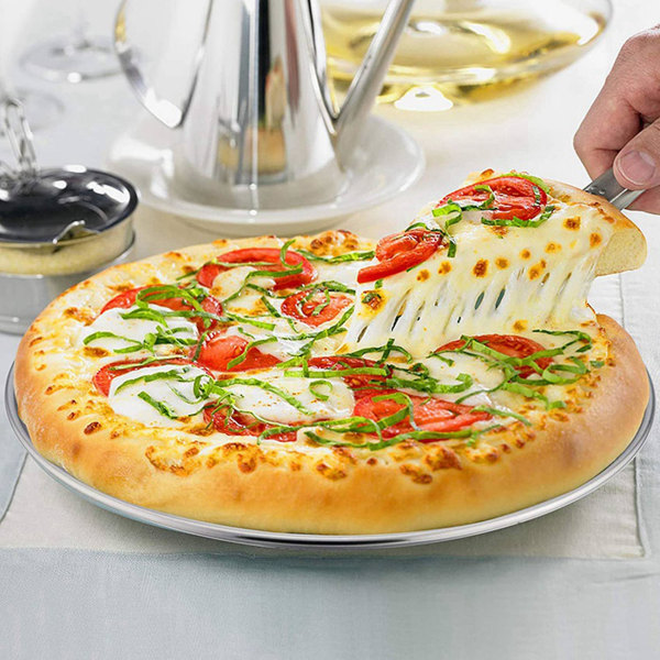 2X 10 tums pizzapanna set med 2, pizza rund bakpanna i rostfritt stål, brödform