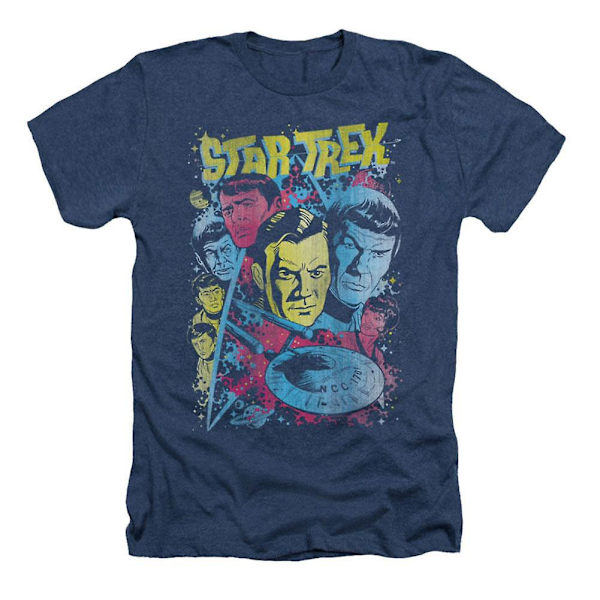 Star Trek Klassisk Mannskap Illustrert Heather T-skjorte M