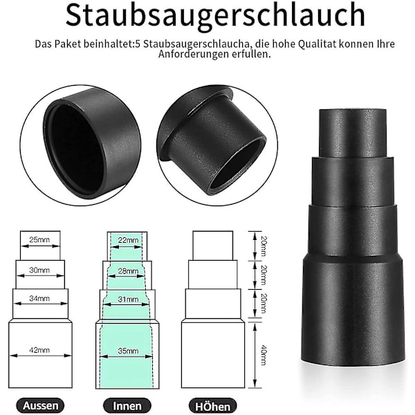 6 stk støvsugeradapter, universell støvsugeradapter, støvsugerslange adapter, V