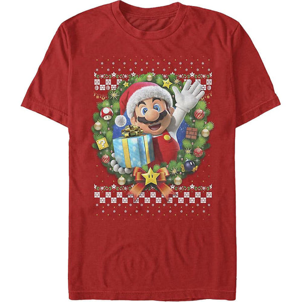 Mario Christmas Wreath Nintendo T-shirt S