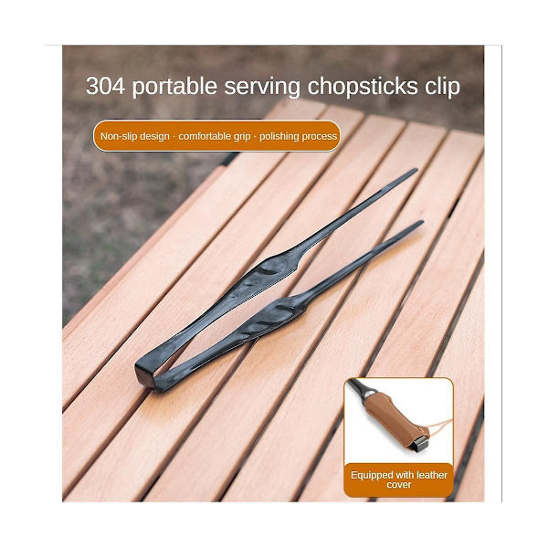 Ulkoilmakäyttöön tarkoitettu ruostumattomasta teräksestä valmistettu BBQ-leikkurisarja, syömäpuikot, leipäleikkuri, musta, jaettavat syömäpuikot, pihvi, ruoka