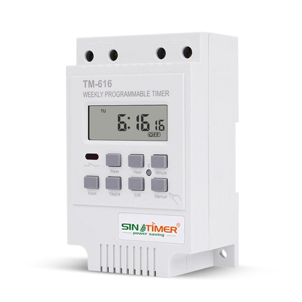 Sinotimer 2X Tm616w-2 30A 220V Elektronisk Ukentlig Programmerbar Digital Tidbryter Relé Timerkontroll