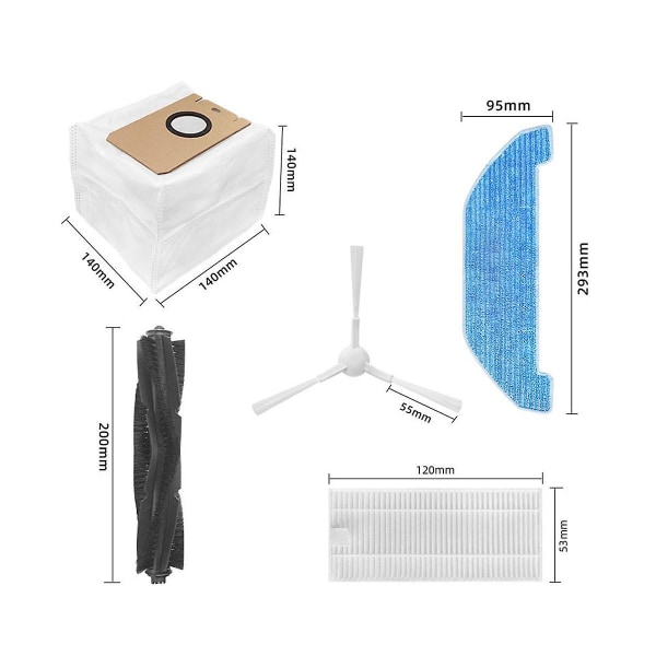 Q11:n päärullalle, sivuharjalle, HEPA-suodattimelle, pölypusseille, moppikankaille ja muille vaihdettaville osille robotti-imuriin