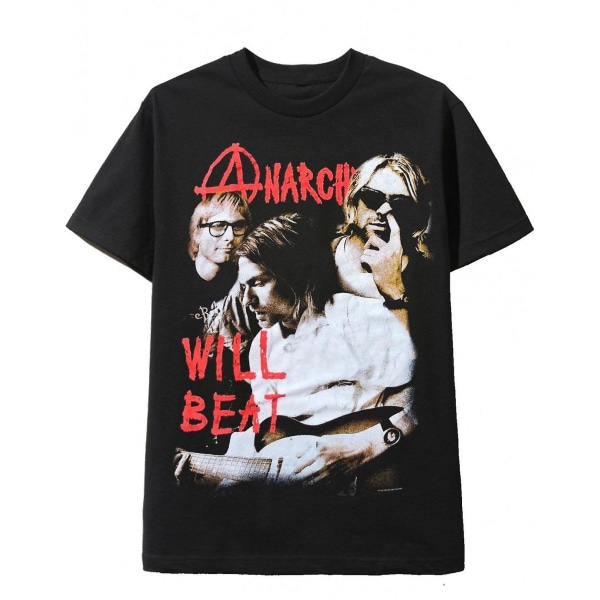 Nirvana Musta T-paita Kurt Cobain Anarchy Will Dead M