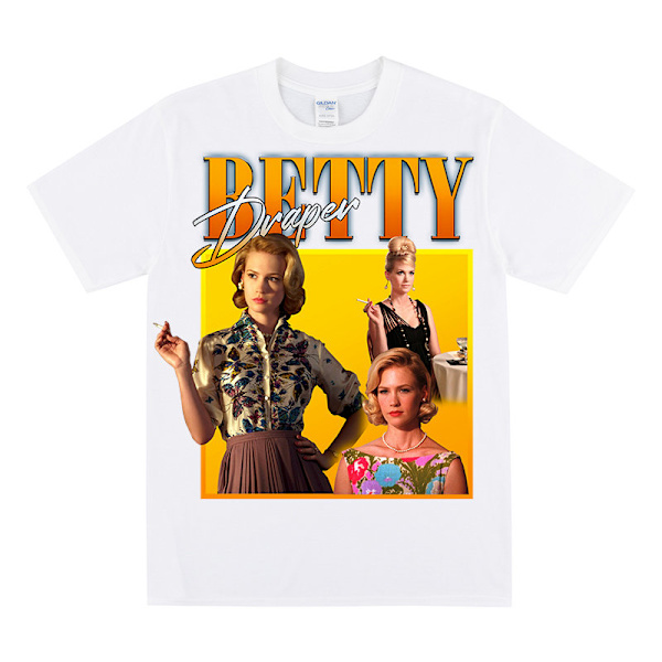 BETTY DRAPER Tribute T-skjorte for kvinner White XL