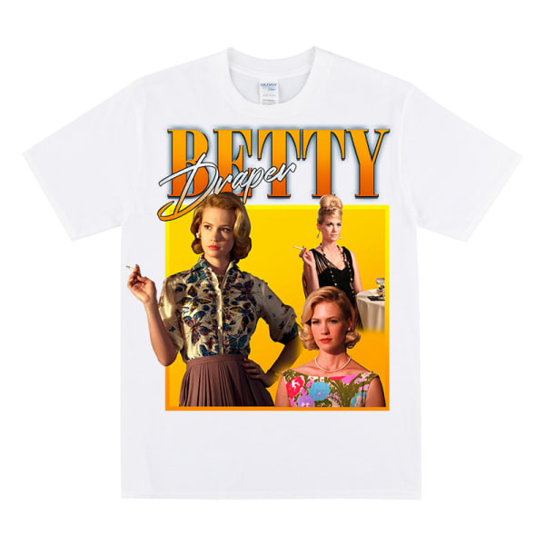 BETTY DRAPER Tribute T-skjorte for kvinner White XXL