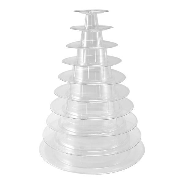 10-vånings Cupcakesställ, Rund Macaron Tower Ställ, Bröllop Födelsedag Transparent Tårta Display Ställ