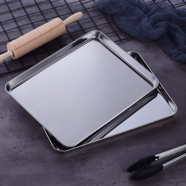 Bakeplate i rustfritt stål, 2 stk, stekebrett, liten + medium