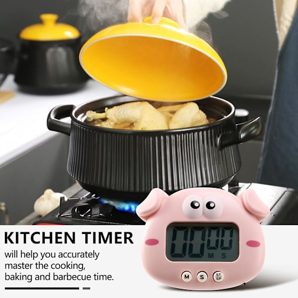 Kjøkkentimer 2 stk, Søte Tegneserie Dyr Nedtellingstimer, Digital Matlagingstimer med Magnetisk,-