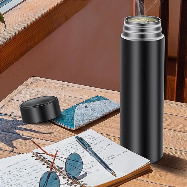 Resemugg, Termosmugg, 500 ml Vakuumflaska, LED-Pekskärm Termometer (Svart