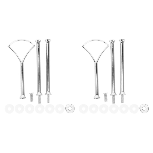 2 st 3-vånings tårtställ i tung metall med handtag i mitten, tillbehör, hårdvara, stångform: Fläkt, Färg: Silver Ammu